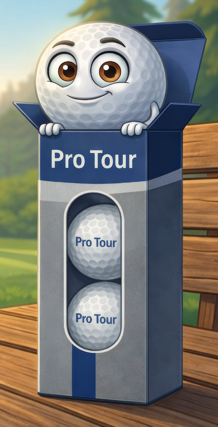 Ace, a Pro Tour golf ball, fresh in his sleeve